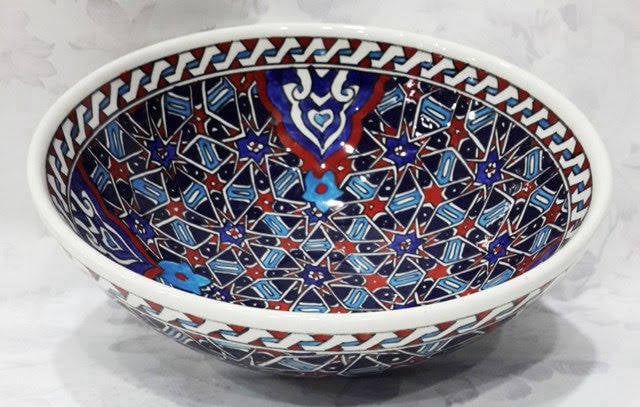 Kütahya çini sanatı – 20 cm kase mavi ağırlıklı